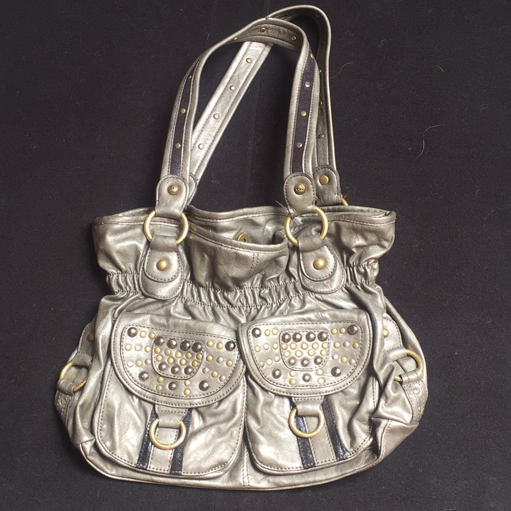 Metallic & Gold Studded Shoulder Bag